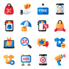 Set of Shopping and Spending Flat Icons

