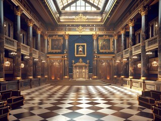 Masonic temple, interior of a Freemasonry temple