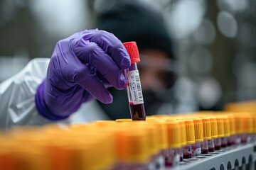 A person undergoing a blood test at a clinical laboratory
