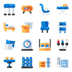 Set of Home Furnishings Flat Icons
