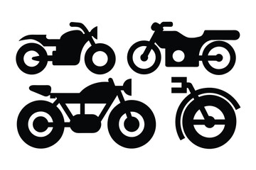 Motorcycle Type and Model Objects icons Set on white background