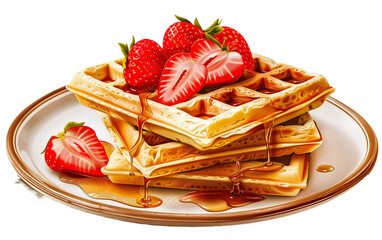 Plate of Waffle Delight on transparent background.