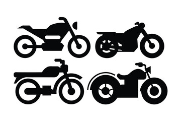 Motorcycle Type and Model Objects icons Set on white background