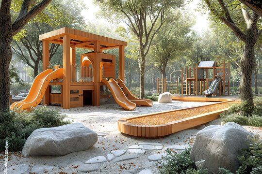 Accessible Playground for Children with Disabilities Illustration or image of an accessible playground designed for children with disabilities