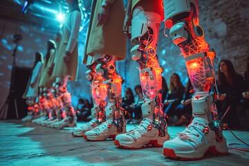 Fototapeta na wymiar Artificial Limb Fashion Show Visual from a fashion show featuring individuals confidently showcasing artificial limbs