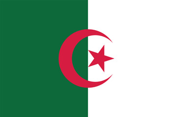 Flag of Algeria. Algerian flag with the Muslim crescent and star. State symbol of the Algerian Democratic People's Republic.
 - obrazy, fototapety, plakaty