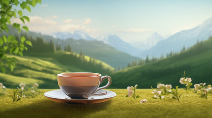 cup of coffee on mountain