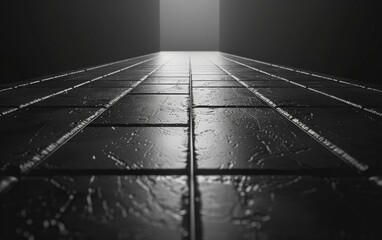 abstract perspective background, dark light, 3d render