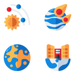 Set of Space and Astrology Flat Icons 

