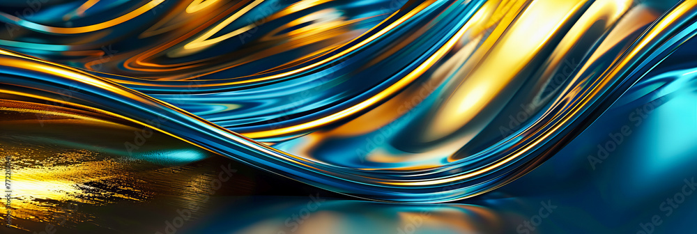 Poster neon abstract: a bright, futuristic design with glowing lines and dynamic shapes in a dark setting