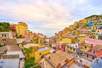 Fototapete Rund  the first of the five villages in the national park of "Cinque Terre" in Liguria - Italy © marako85