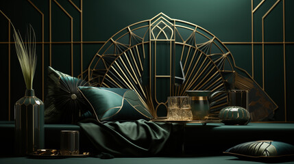 Luxury Art Deco Interior with Emerald and Gold Accents