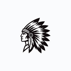 Classic Indian Native Chief, American ethnic leader logo design