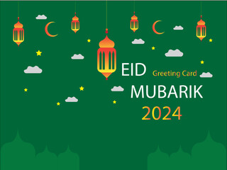 eid card, greetings card with beautiful view and background for web use and for eid day wishes