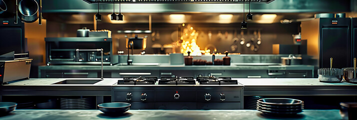 Professional Chef Cooking with Fire on a Gas Stove, Highlighting the Intensity and Precision of Commercial Kitchen Operations