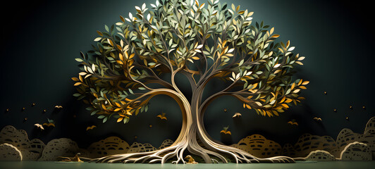 paper quilling tree, ai generative