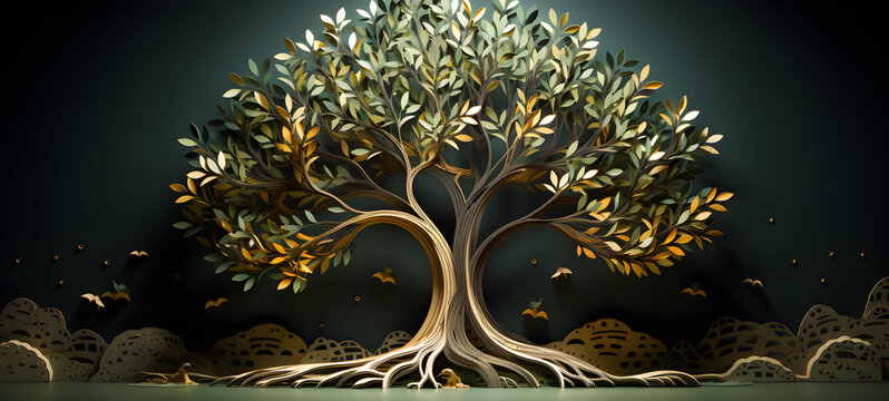 paper quilling tree, ai generative
