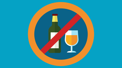 Forbid alcohol icon with flat style. Concept - avoid alcohol