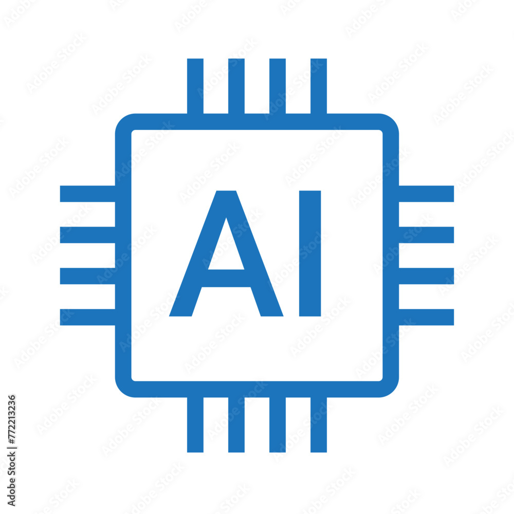 Poster artificial intelligence icon. simple ai system logo. microchip processor ai.