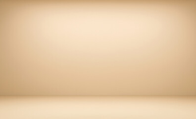 Empty light wall studio background in brown cream colors. Used for presenting cosmetic nature products for sale online