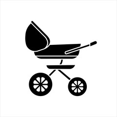Baby carriage icon vector. Stroller illustration sign. Baby symbol or logo.