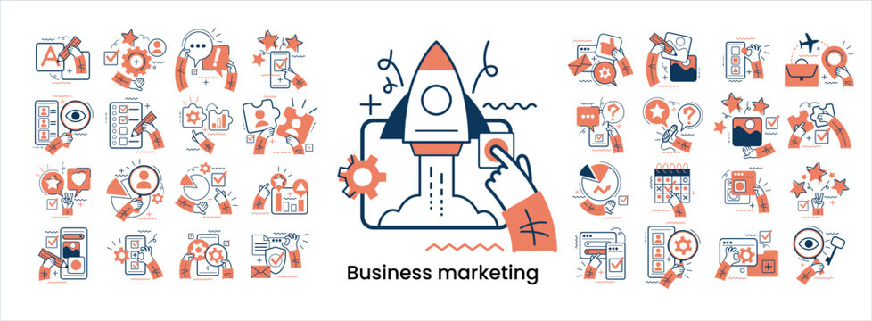 Development and marketing concept illustration set
