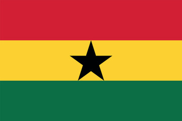 Flag of Ghana. The Ghanaian tricolor flag with a star. State symbol of the Republic of Ghana. - obrazy, fototapety, plakaty