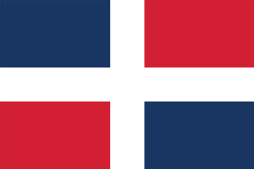 Flag of the Dominican Republic. Dominican red and blue flag with a white cross. State symbol of the Dominican Republic. - obrazy, fototapety, plakaty