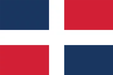 Foto op Plexiglas Flag of the Dominican Republic. Dominican red and blue flag with a white cross. State symbol of the Dominican Republic. © Sergey