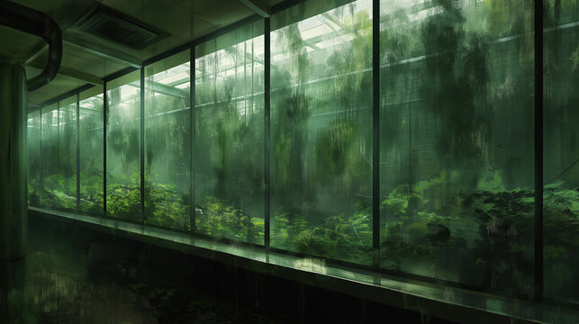 A terrible genetic laboratory of monsters, mutants, a scientific center with an otherworldly and creepy atmosphere. Horror background