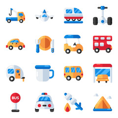 Set of Travel and Tour Flat IconsSet of Travel and Trip Flat Icons

