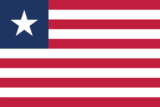 Flag of Liberia. Liberian striped flag with a star. State symbol of the Republic of Liberia.