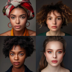 Embracing Beauty: Diverse Portraits of Women Celebrating Skincare and Confidence. Beauty Photos