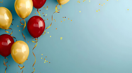 blue background, balloons, birthday party, party