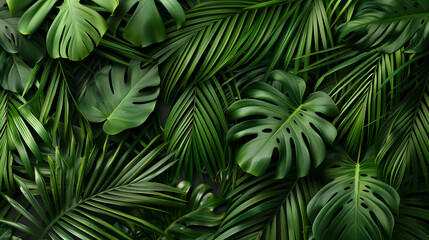 palm leaves abstract background - obrazy, fototapety, plakaty