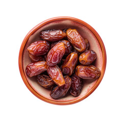 A dish with dates as natural food ingredient on transparent background