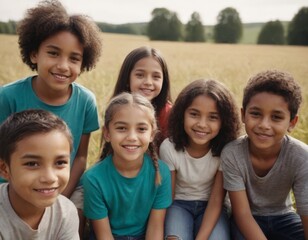 A group of children are smiling and posing for a picture. Scene is happy and joyful - 772221018