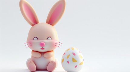 Happy Easter Background cute bunny with egg 