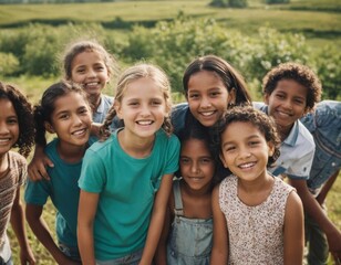 A group of children are smiling and posing for a picture. Scene is happy and joyful - 772221246