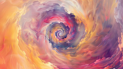 Swirling vortex of colors, defying reality, with top banner space for text - obrazy, fototapety, plakaty