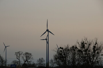 wind turbine at sunset