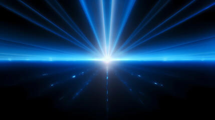 Abstract blue glowing background with light beams background