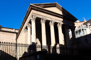Ancient roman temple facade with columns