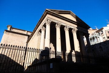 Ancient roman temple facade with columns