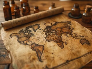 vintage and scientific images, Ancient astronomical illustration on the old paper background