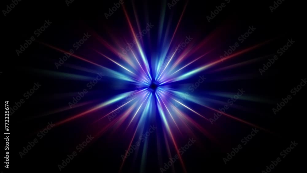 Poster abstract loop rotating vivid glow colorful neon graphic radial light emitted from the center star ro