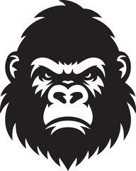 Angry gorilla head logo vector illustration. Gorilla face on white background.