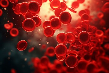 Oxygen-carrying Red blood cells. Cell science plasma. Generate Ai - obrazy, fototapety, plakaty