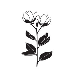 Fototapeta na wymiar Magnolias in cartoon, doodle style . Image for t-shirt, web, mobile apps and ui. Isolated 2d vector illustration in logo, icon, sketch style, Eps 10, black and white. AI Generative