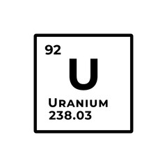 Uranium, chemical element of the periodic table graphic design